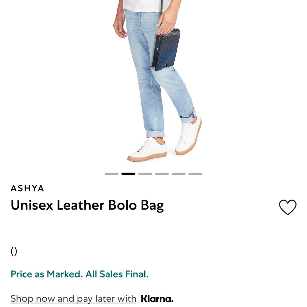 Blue Croc-Embossed Unisex Bolo Bag - Picture 5 of 14